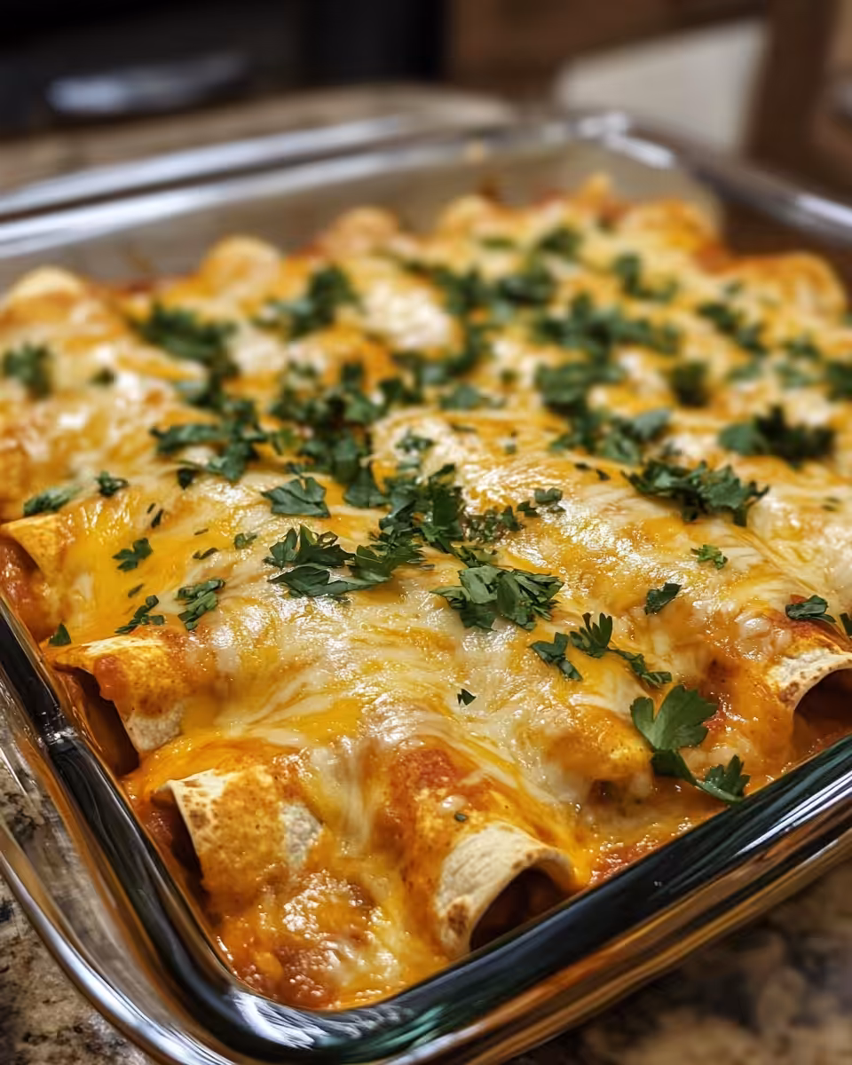 Pressure cooker cooking chicken enchiladas with steam rising