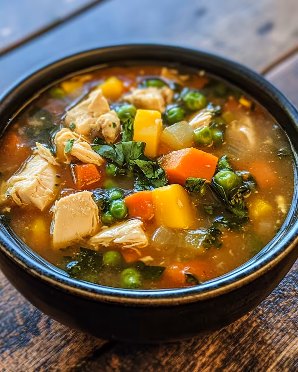 Pressure cooker float valve rising as chicken vegetable soup cooks