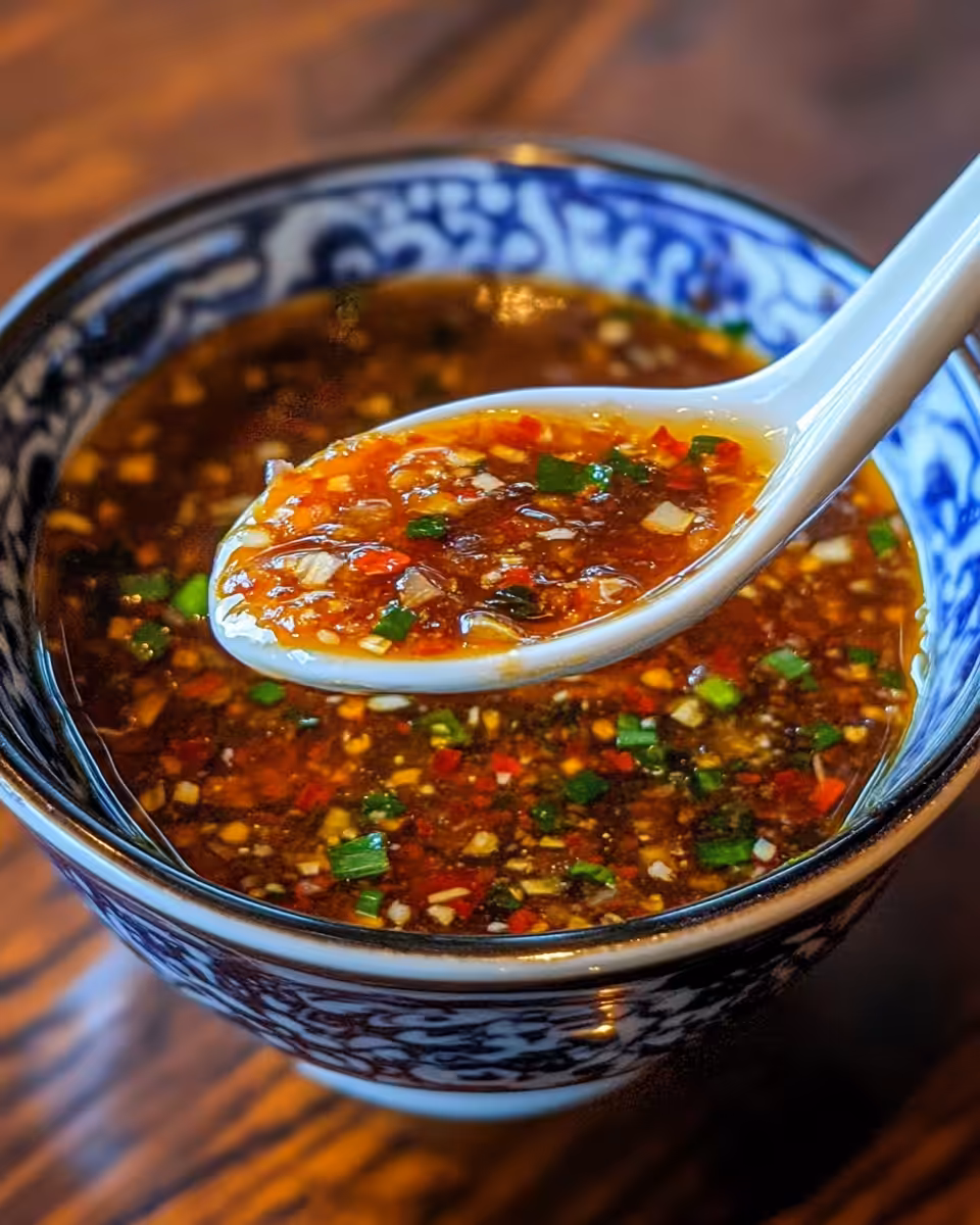Finished Chinese garlic sauce in serving bowl