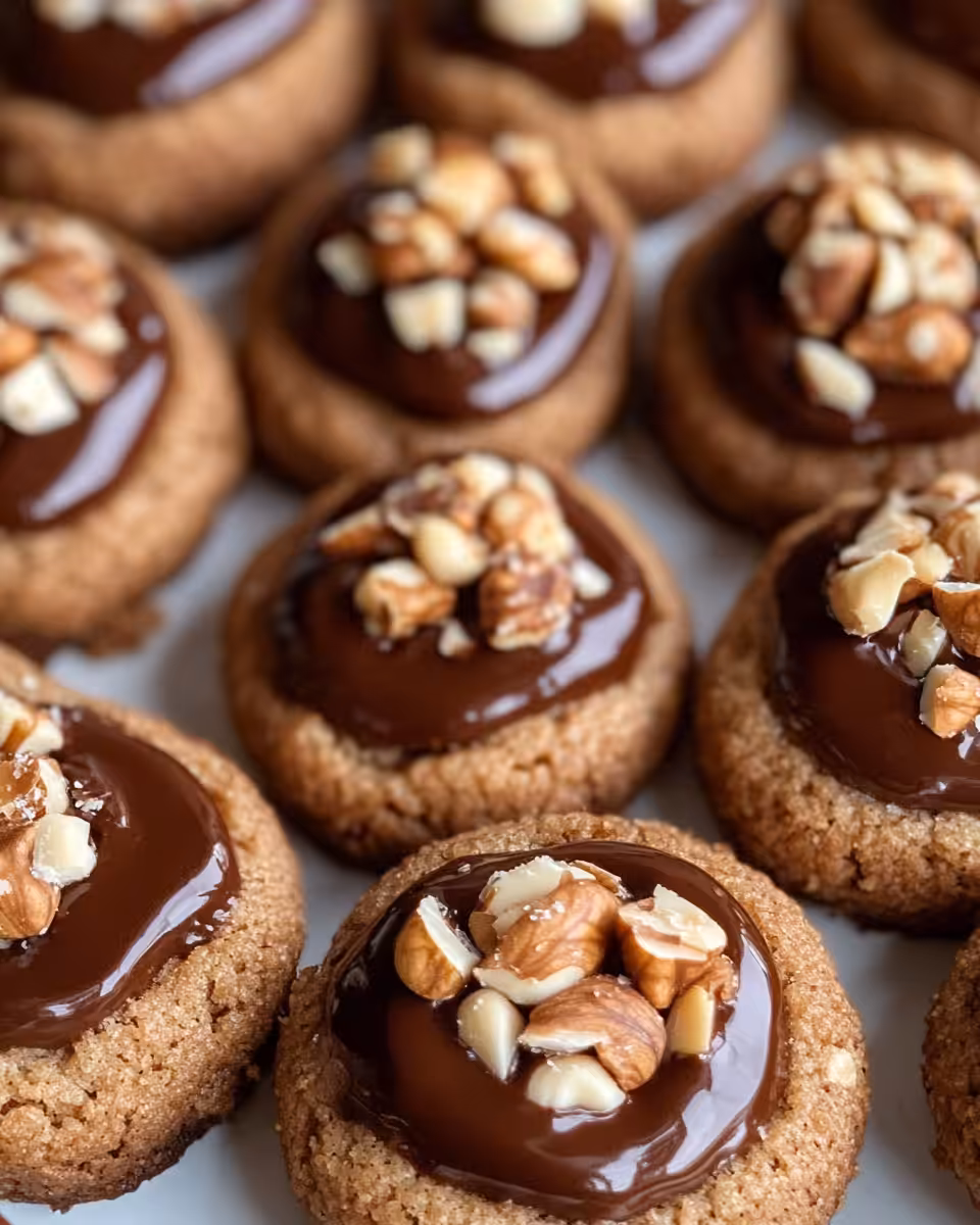 Ingredients and dough preparation for chocolate hazelnut thumbprint cookies
