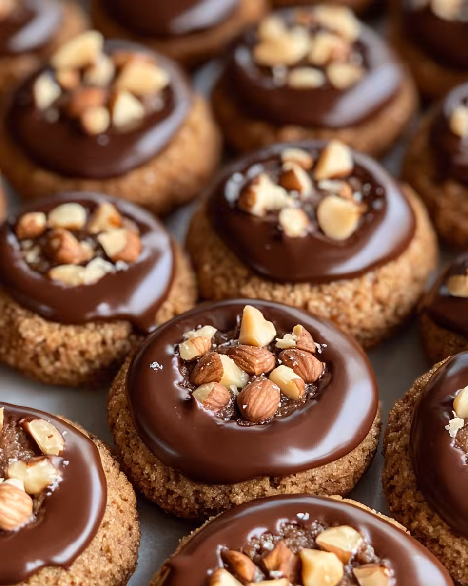 Chocolate hazelnut thumbprint cookies fresh out of pressure cooker with steam