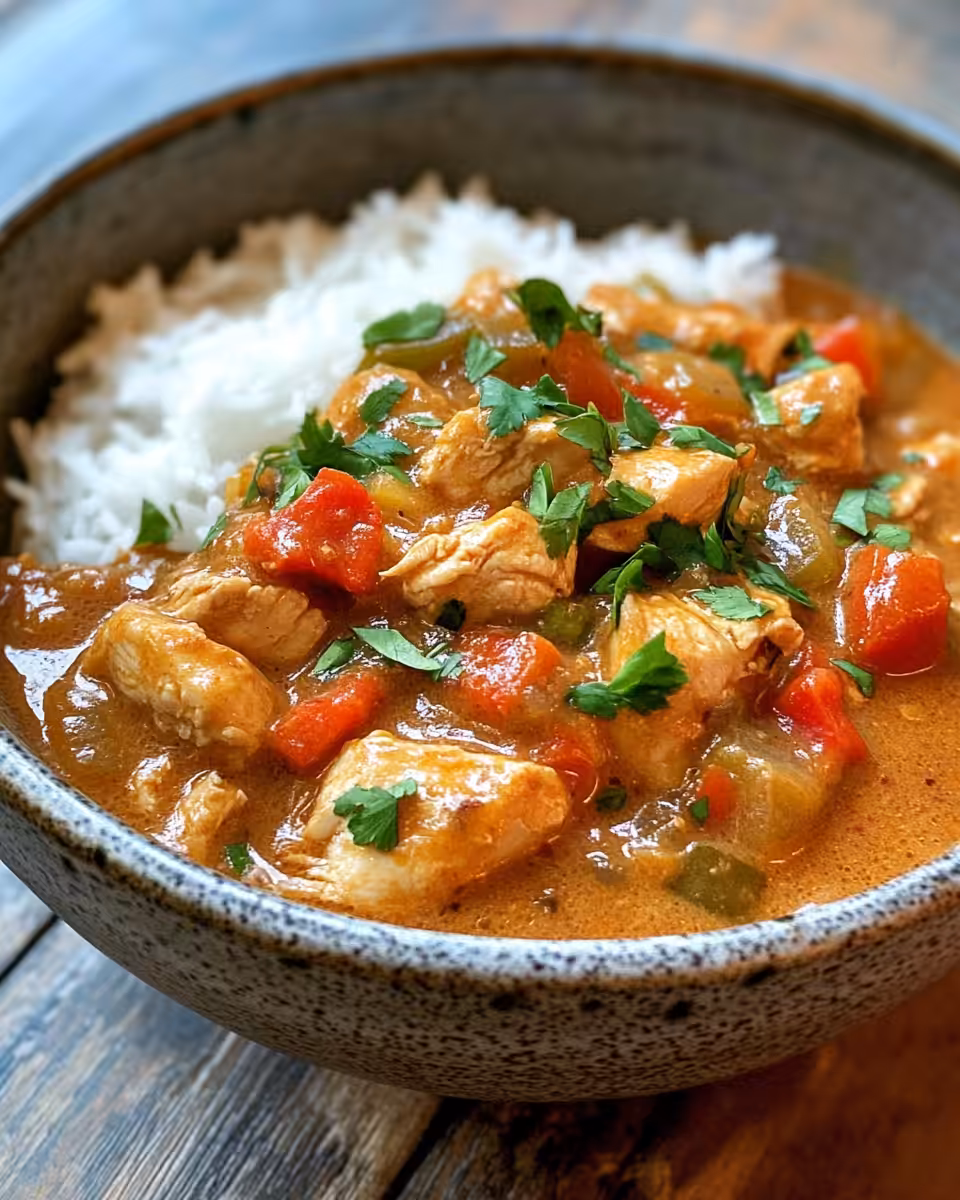 Pressure cooker with slow cooking crawfish étouffée inside, aromatic and bubbling