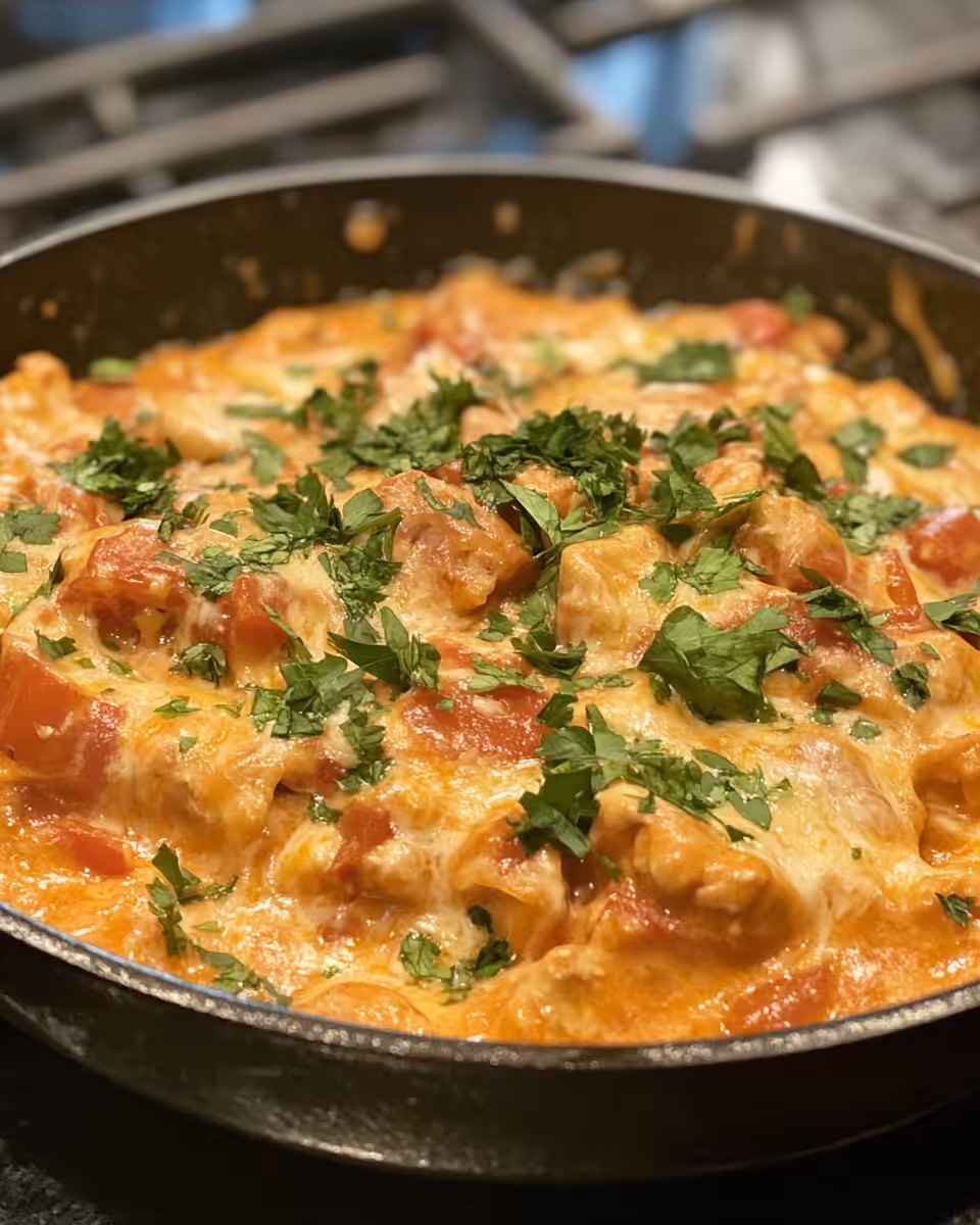 Bowl of creamy cheesy Rotel chicken soup ready to serve