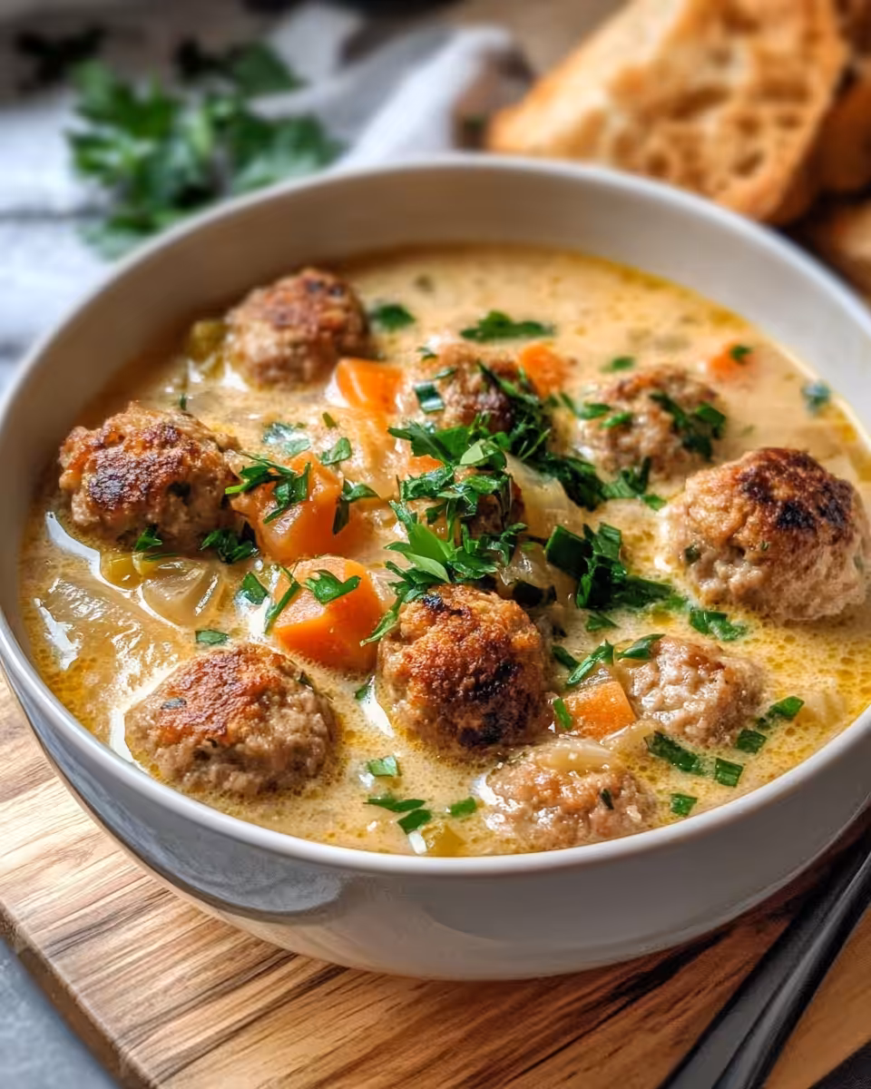 Ingredients for Swedish meatball soup ready for cooking