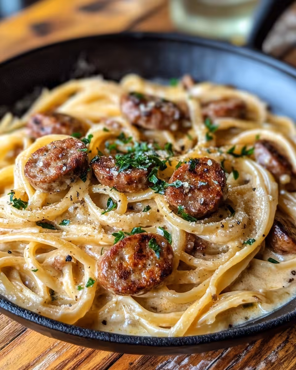 Creamy Cajun Sausage Pasta Cooking