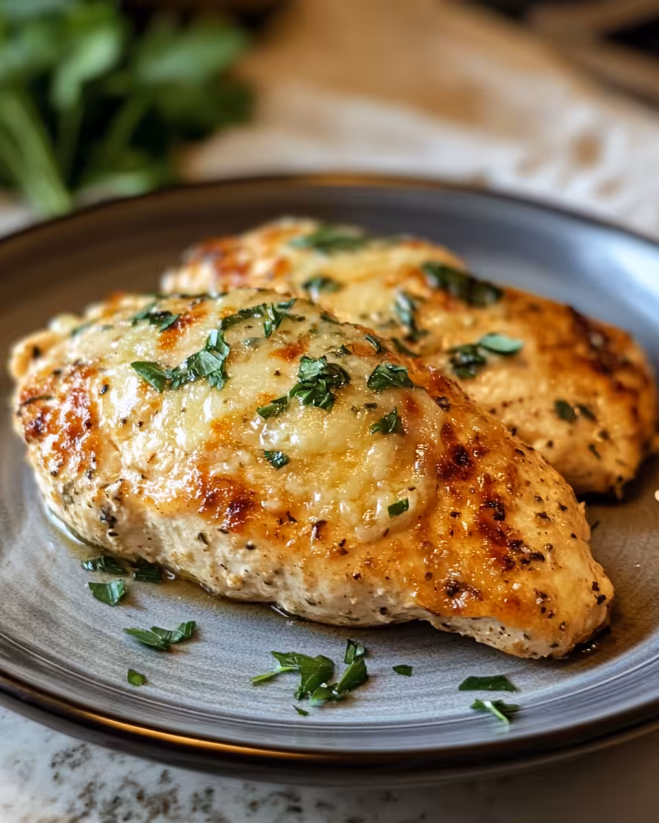 Creamy garlic parmesan chicken cooking in pressure cooker with steam