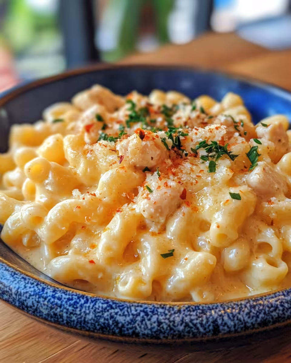 Pressure cooker with creamy honey pepper chicken mac and cheese inside