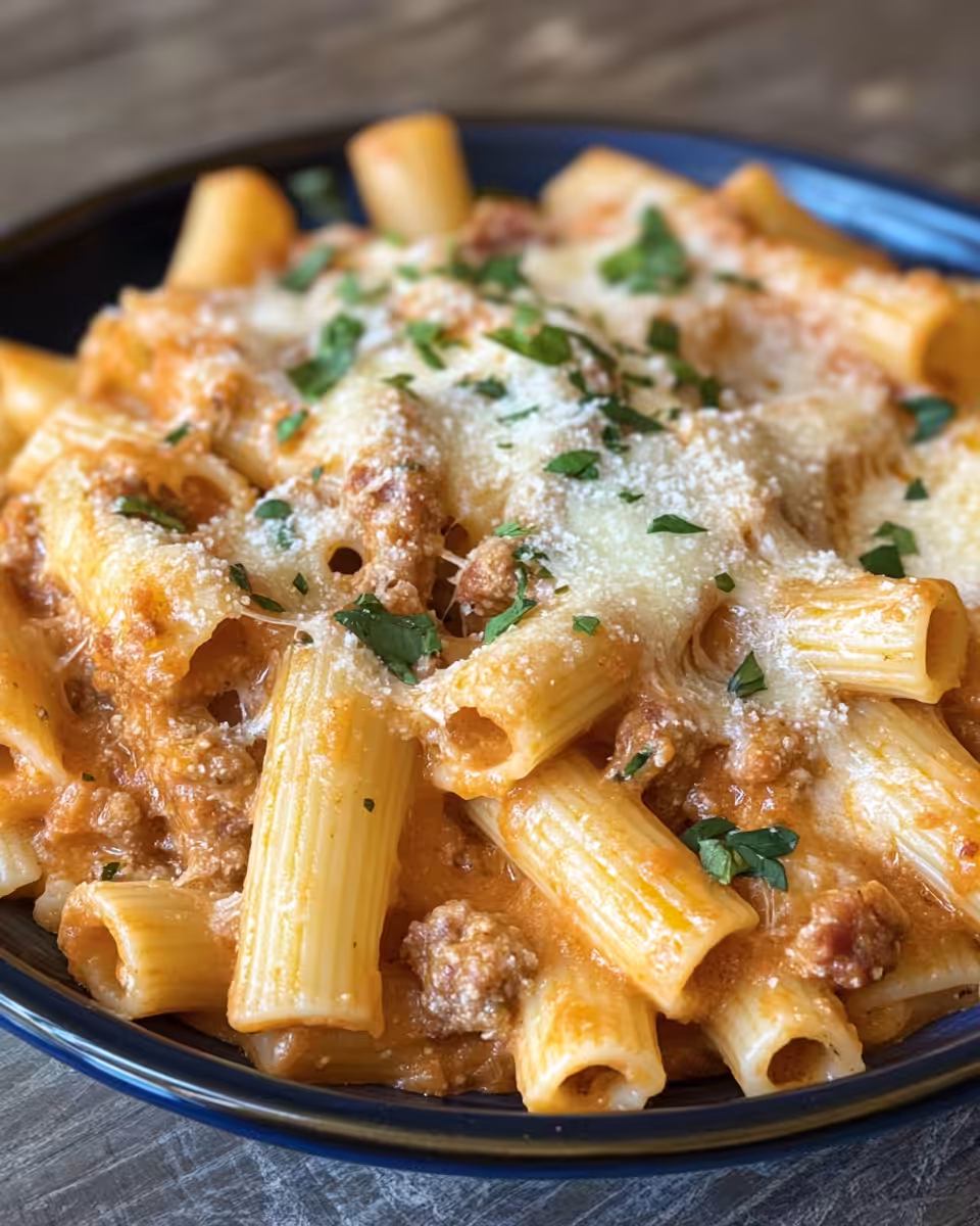 Ingredients for creamy sausage rigatoni
