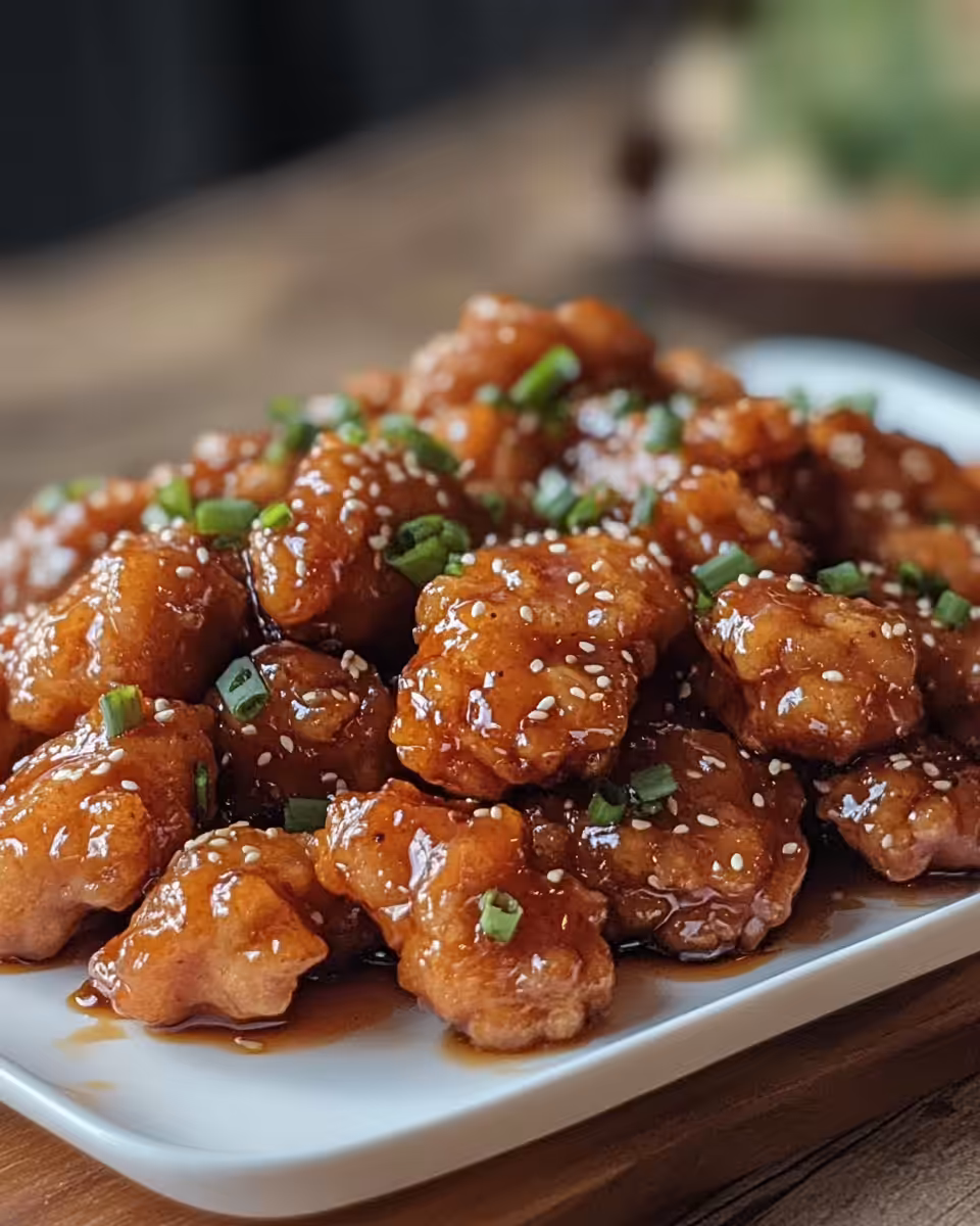 Golden crispy honey garlic chicken fresh out of the pressure cooker