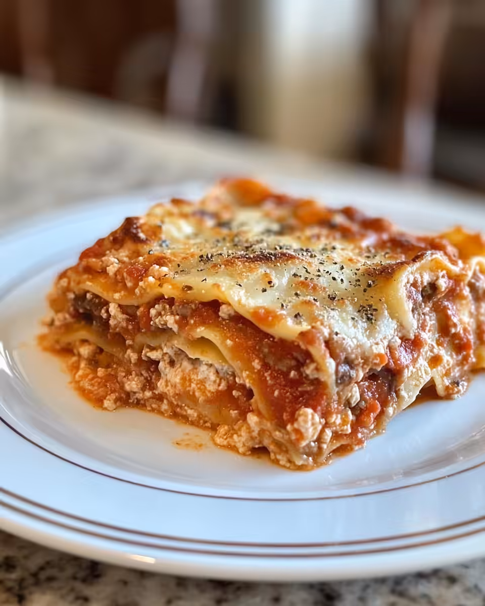 Layered ravioli and meat mixture prepared for slow cooking