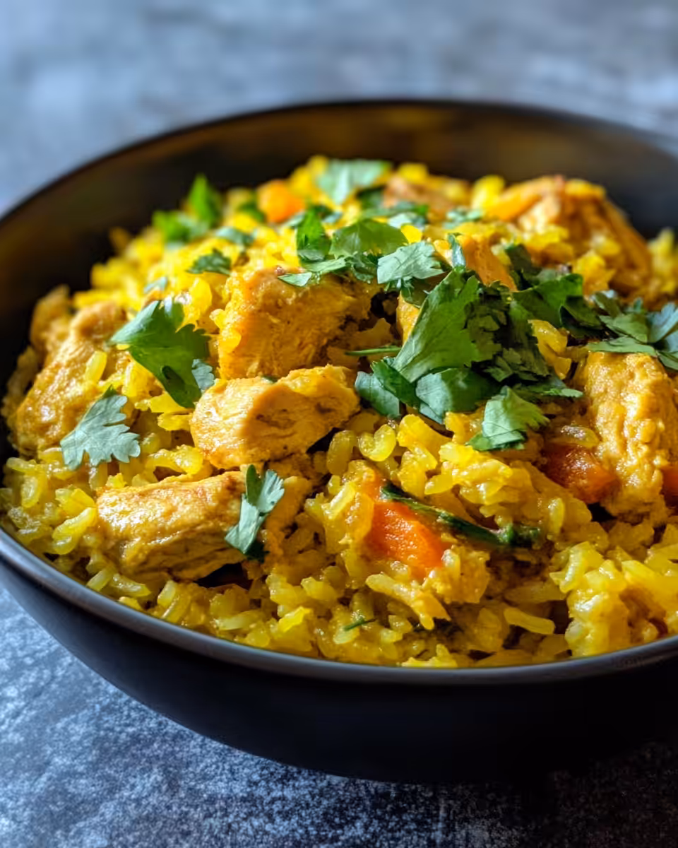 Chicken and red bell peppers sautéing mixed with spices in pressure cooker