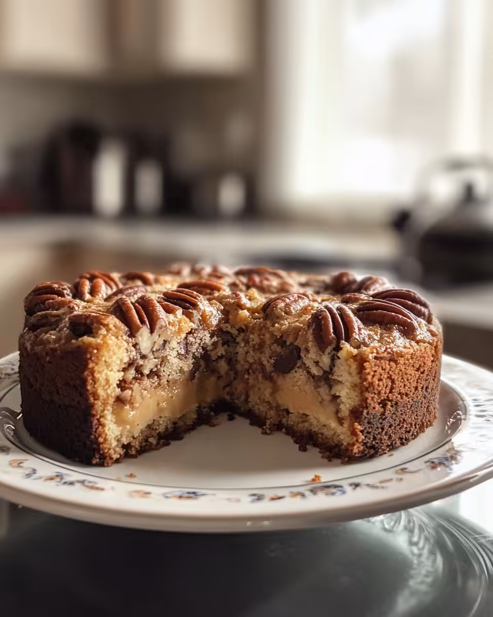 Gooey butter cake with pumpkin and pecan streusel fresh from pressure cooker