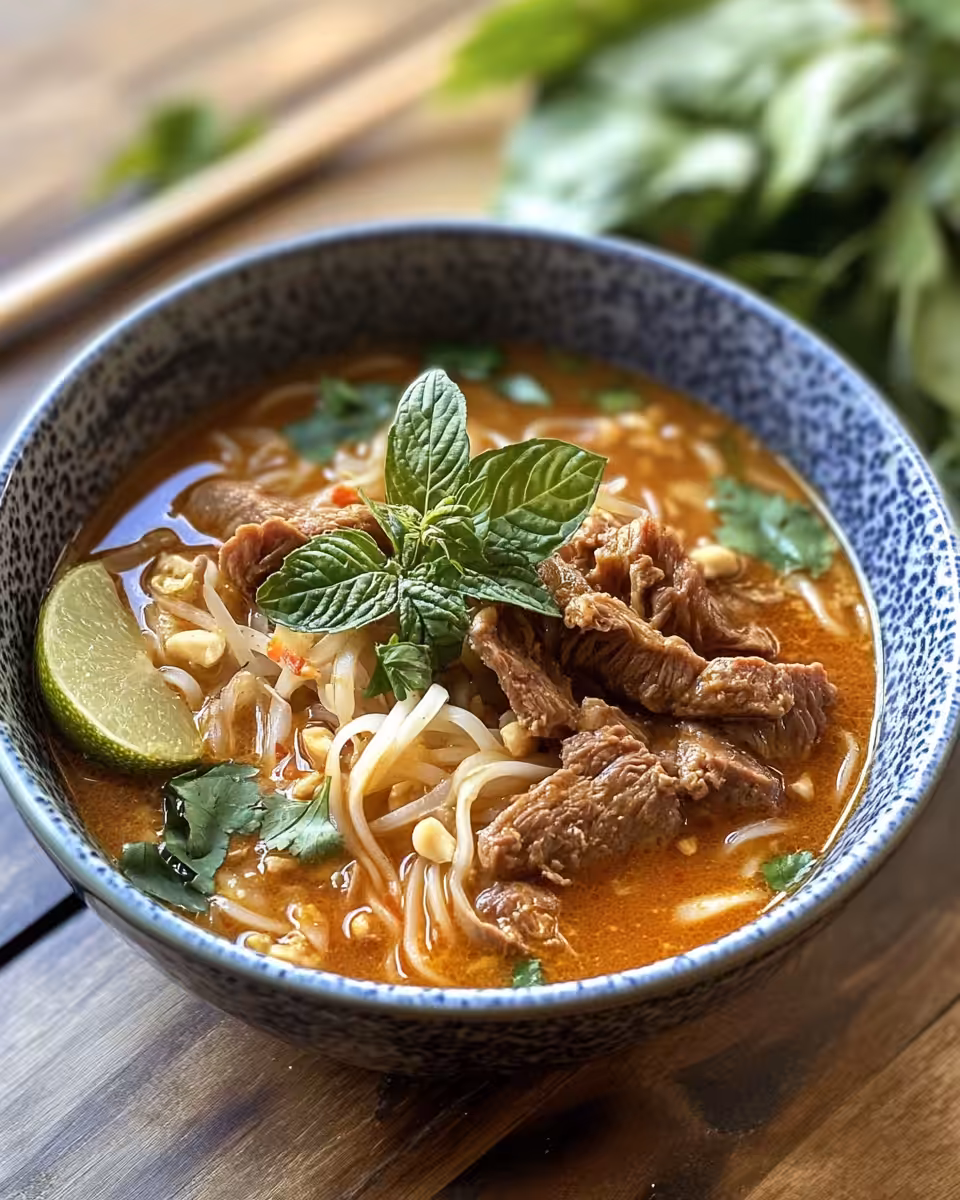 Steam vent releasing aroma of satay beef noodle soup in pressure cooker