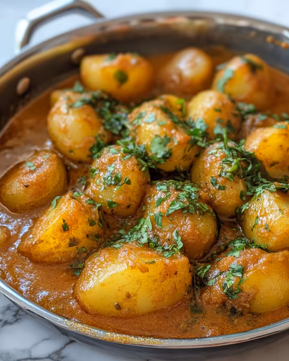 Ingredients for Persian potato curry prepared and ready
