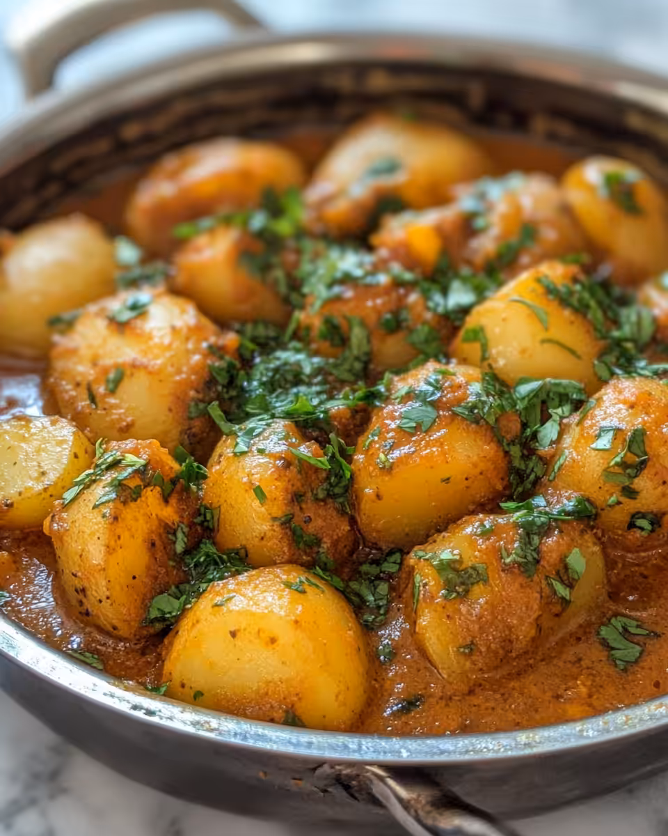 Steam and aroma from Persian potato curry in pressure cooker