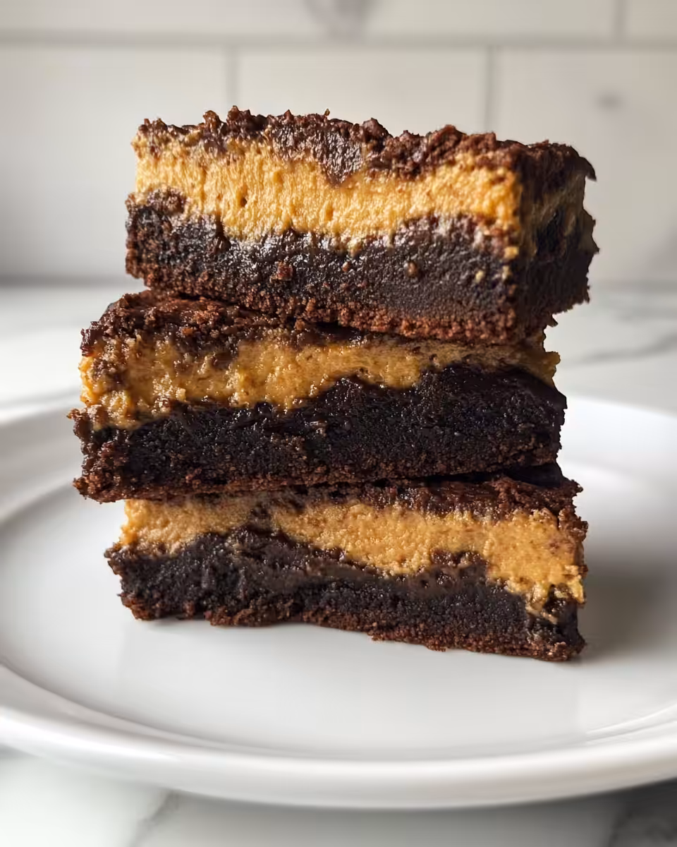 Sliced vegan brookies served on a plate ready to eat