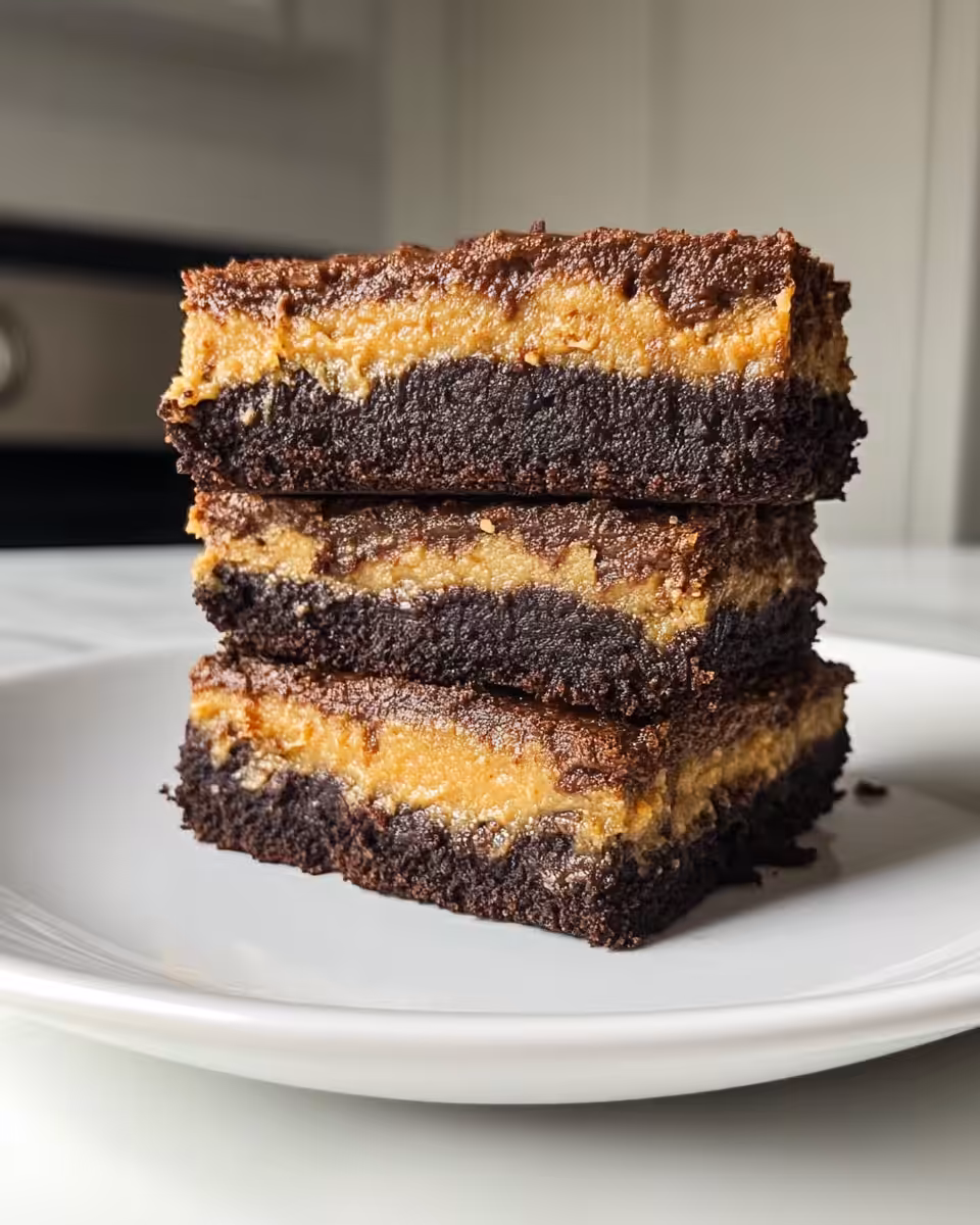 Close-up of vegan brookies showing double layers in a pressure cooker