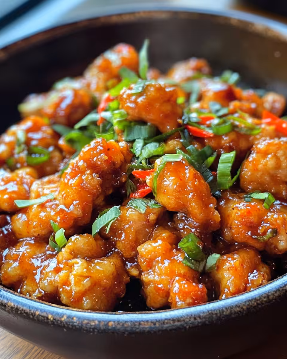 Served Dragon Chicken with cashews and vegetables