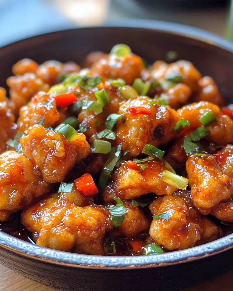Fiery flavorful Dragon Chicken dish freshly prepared