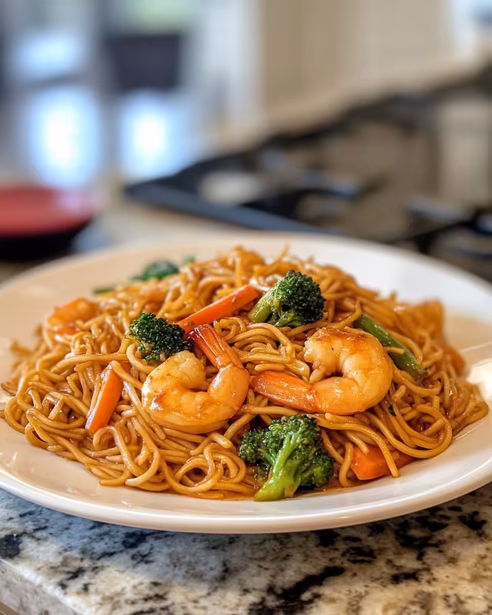 Sautéed fresh vegetables with garlic in pressure cooker for lo mein