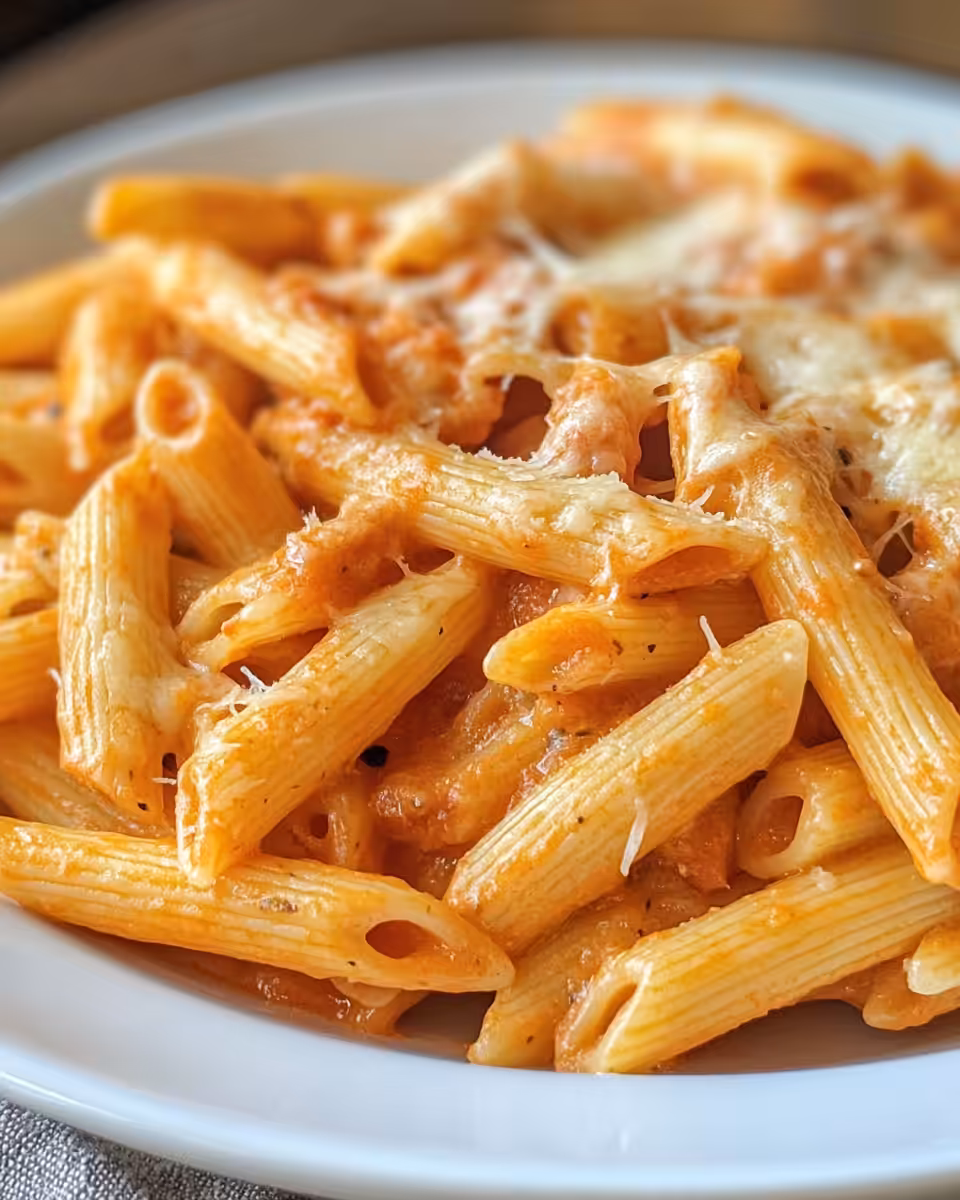 Close-up of cheesy taco pasta served warm with melted cheddar cheese