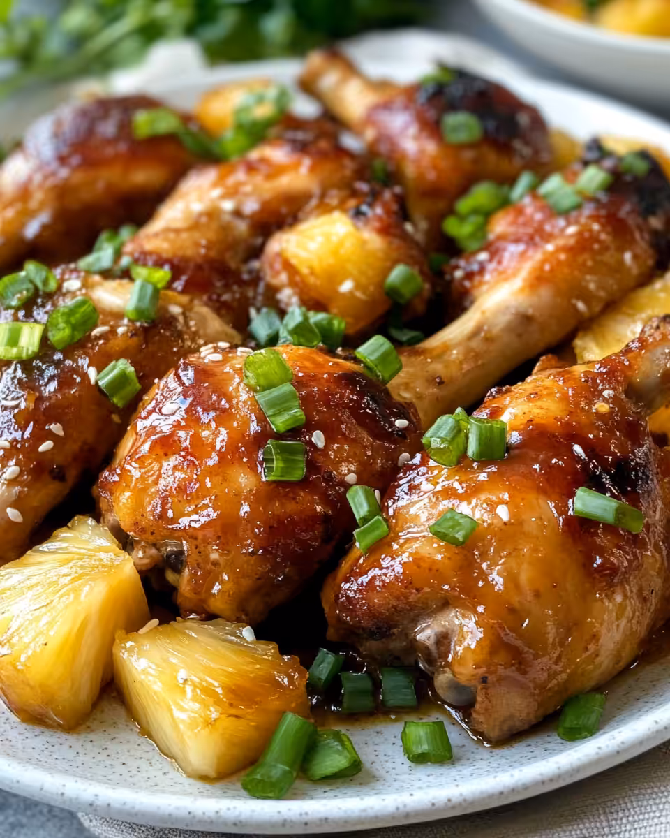 Close-up of pineapple chicken cooking in pressure cooker