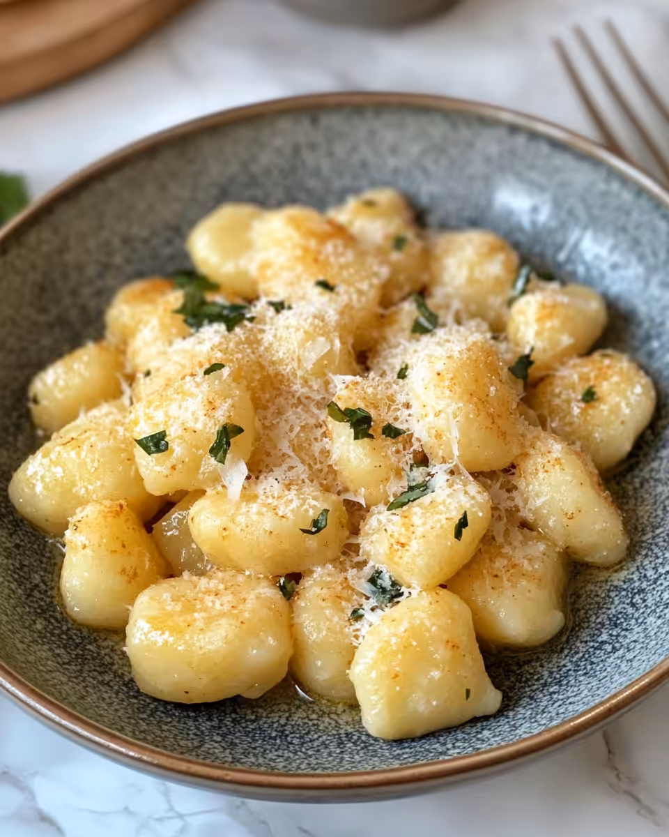 Steaming garlic butter Parmesan gnocchi fresh from pressure cooker