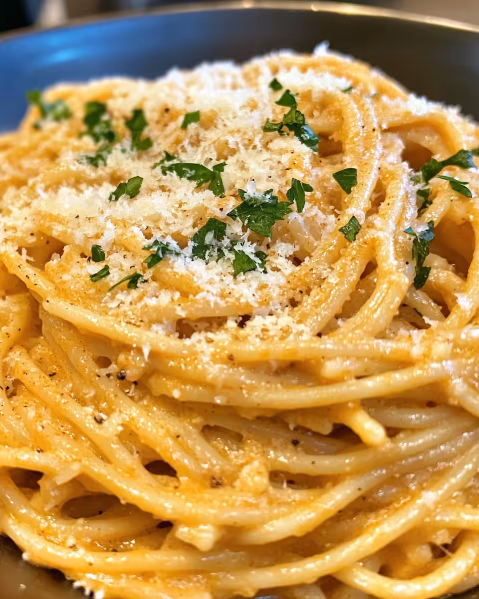 Creamy garlic parmesan Cajun spaghetti squash served on plate