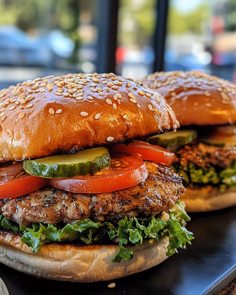 Golden Greek chicken burgers cooking in skillet