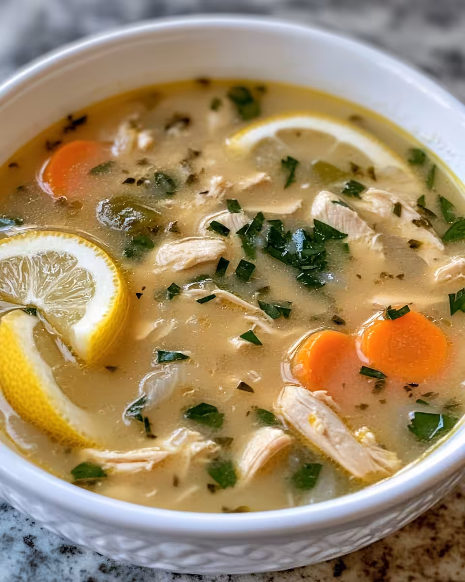 Formed chicken and grains cooking in pressure cooker for Greek lemon soup
