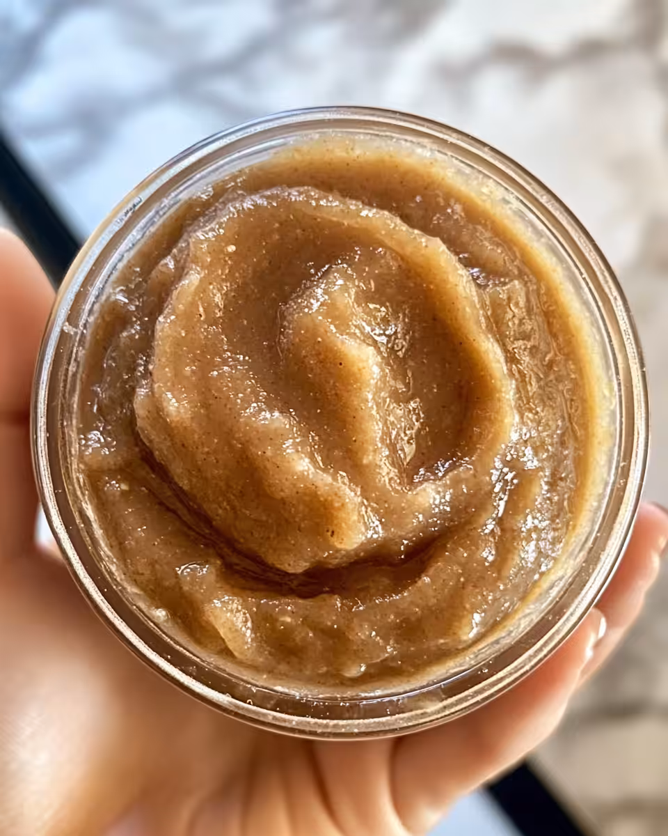 Pureed apple butter thickened to smooth consistency in pressure cooker