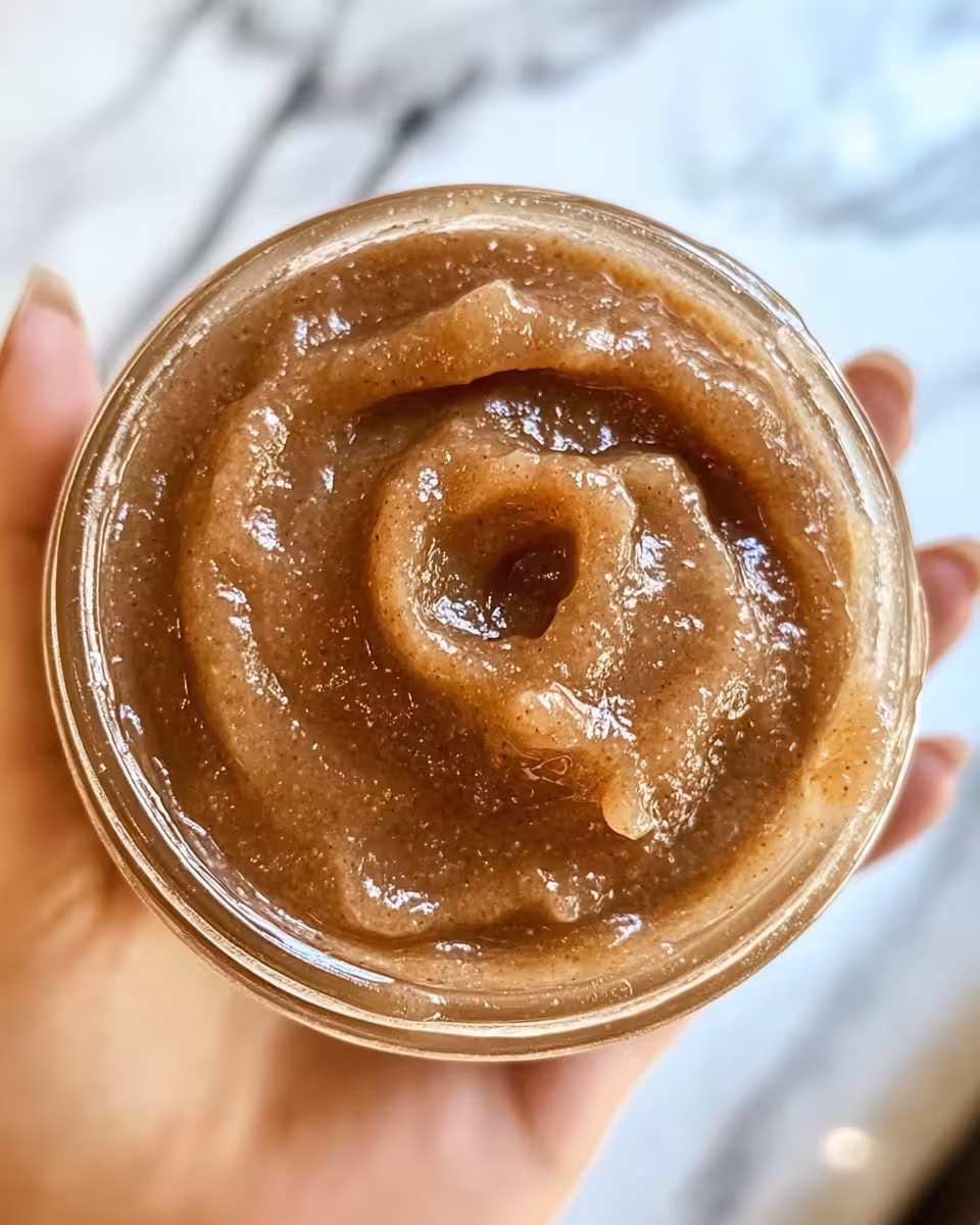 Fresh homemade apple butter cooking in slow cooker with steam