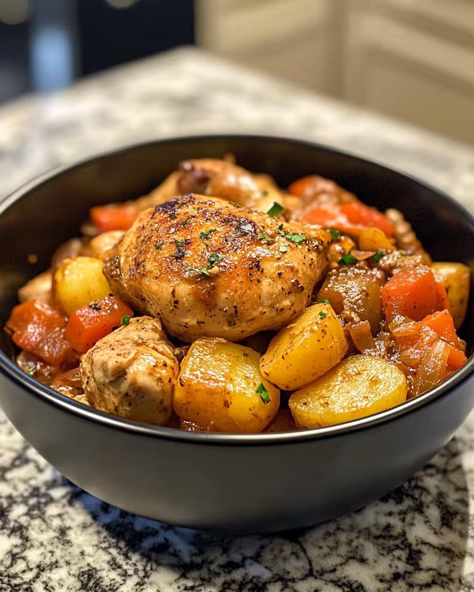 Ingredients of the stewed chicken with vegetables prepared in pressure cooker