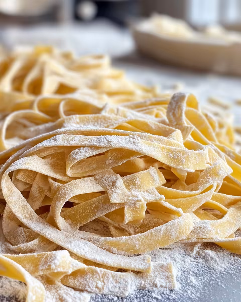 Plate of cooked fresh homemade pasta with sauce