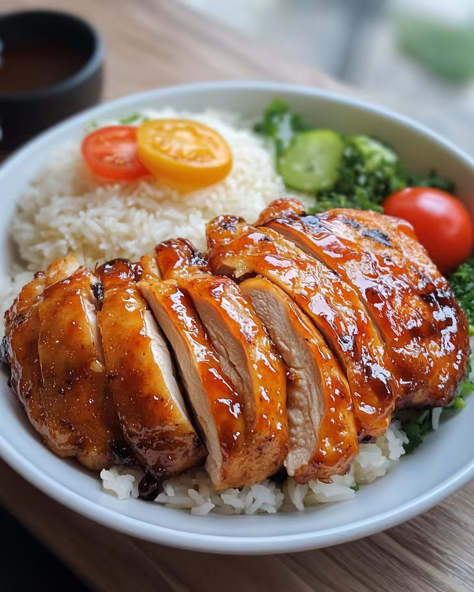 Ingredients for honey BBQ chicken rice including rice, beans, chicken, bell pepper, and onion