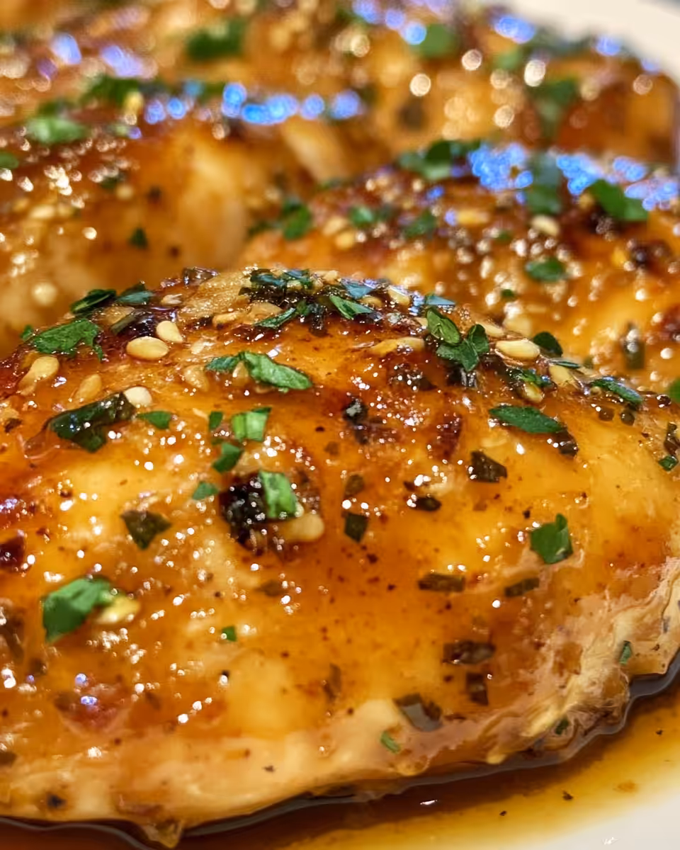 Plated honey garlic chicken dish ready to serve