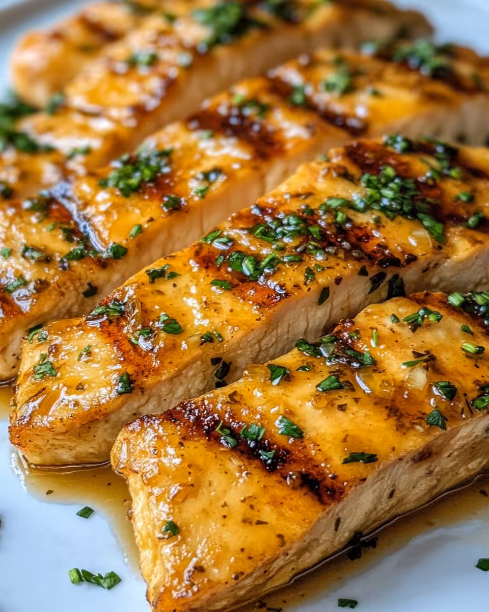 Ingredients and sauce for honey garlic chicken in a skillet