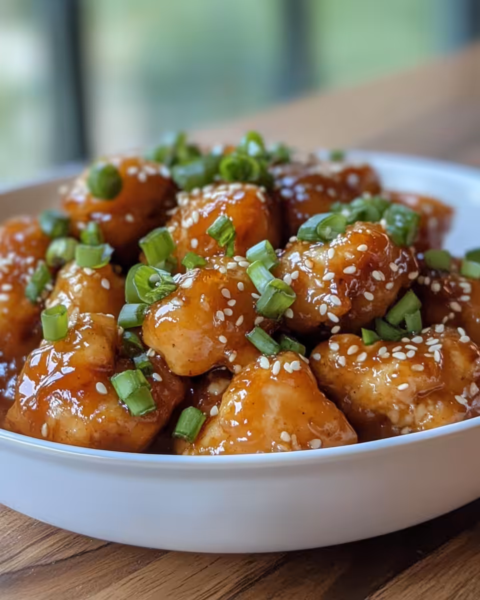 Honey garlic chicken cooking in pressure cooker swirling steam