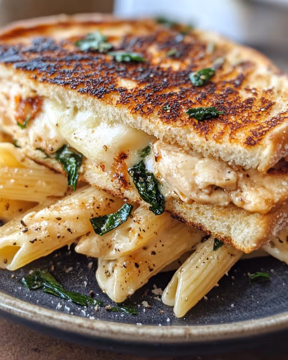 Golden baked honey pepper chicken served with creamy cheesy pasta