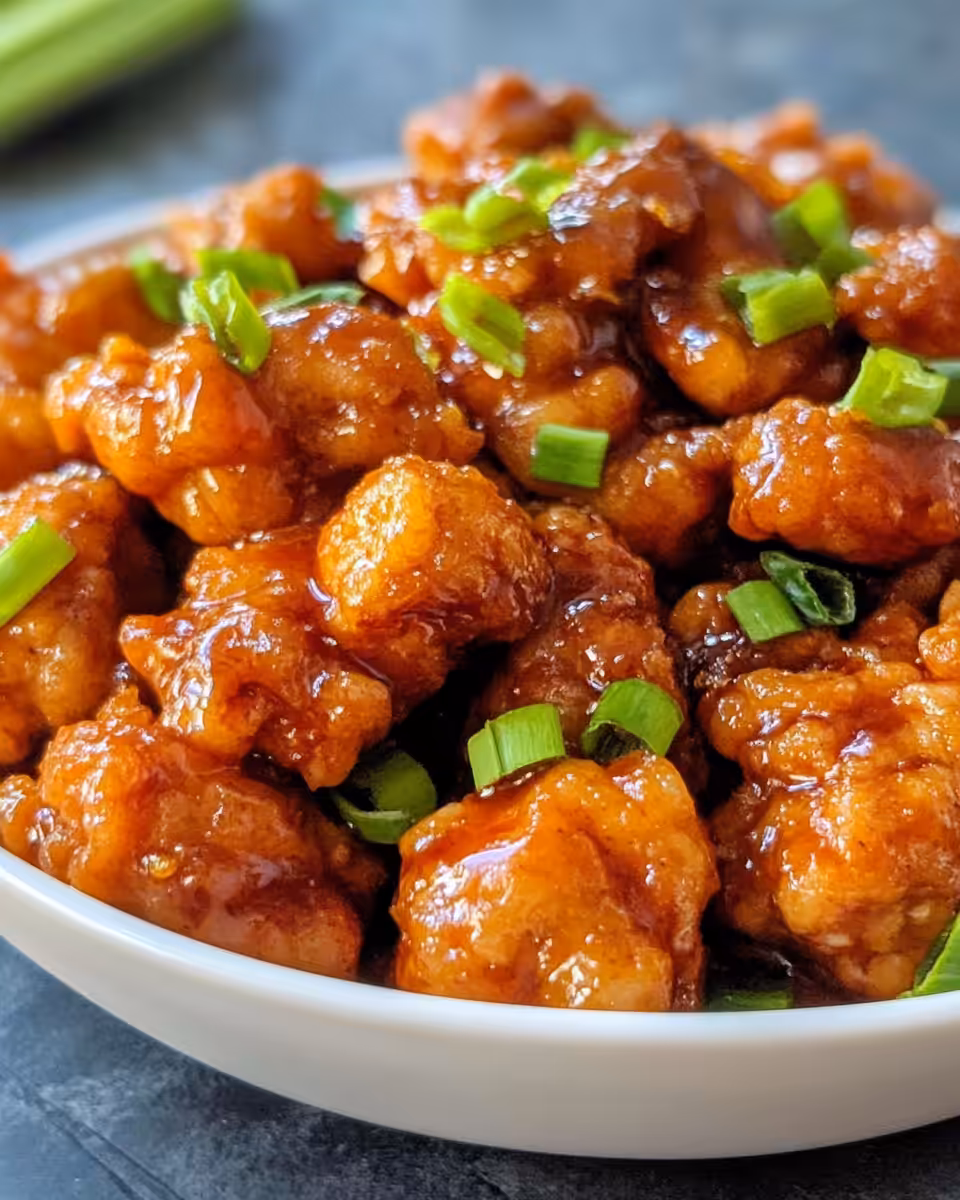 Steam rising from hot orange chicken in pressure cooker