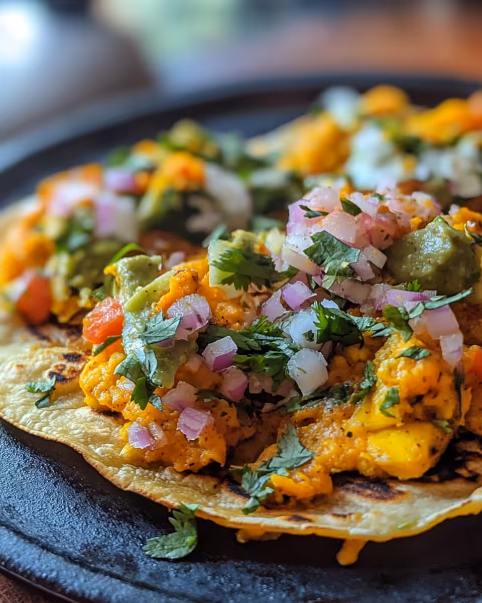 Indian chicken smash tacos sizzling in pressure cooker with steam
