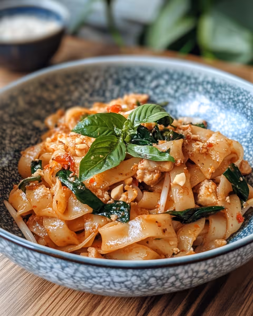 Ingredients and preparation of Thai drunken noodles