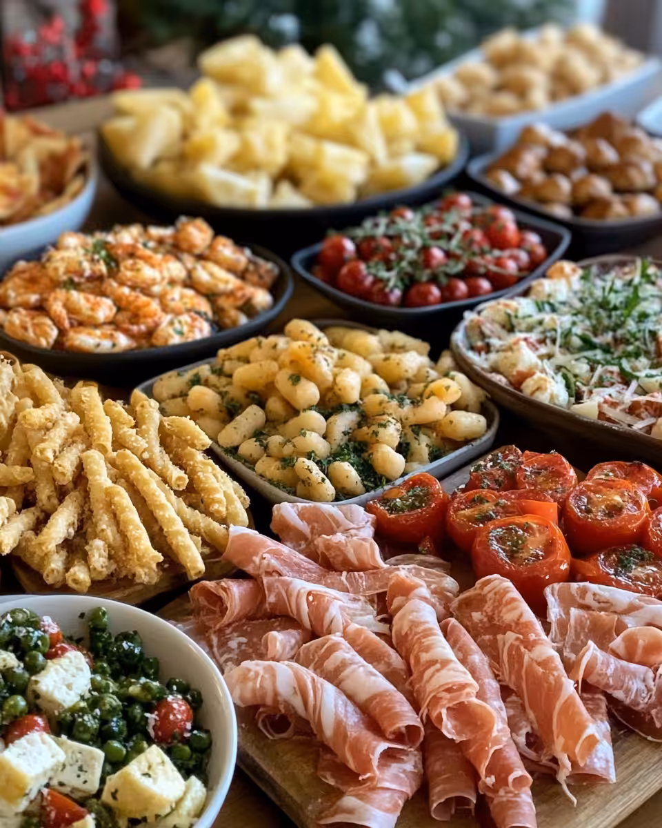 Fresh Italian appetizer ingredients ready for pressure cooking