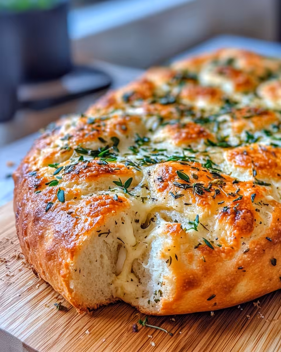 Ingredients for Italian herb cheese bread laid out on kitchen counter