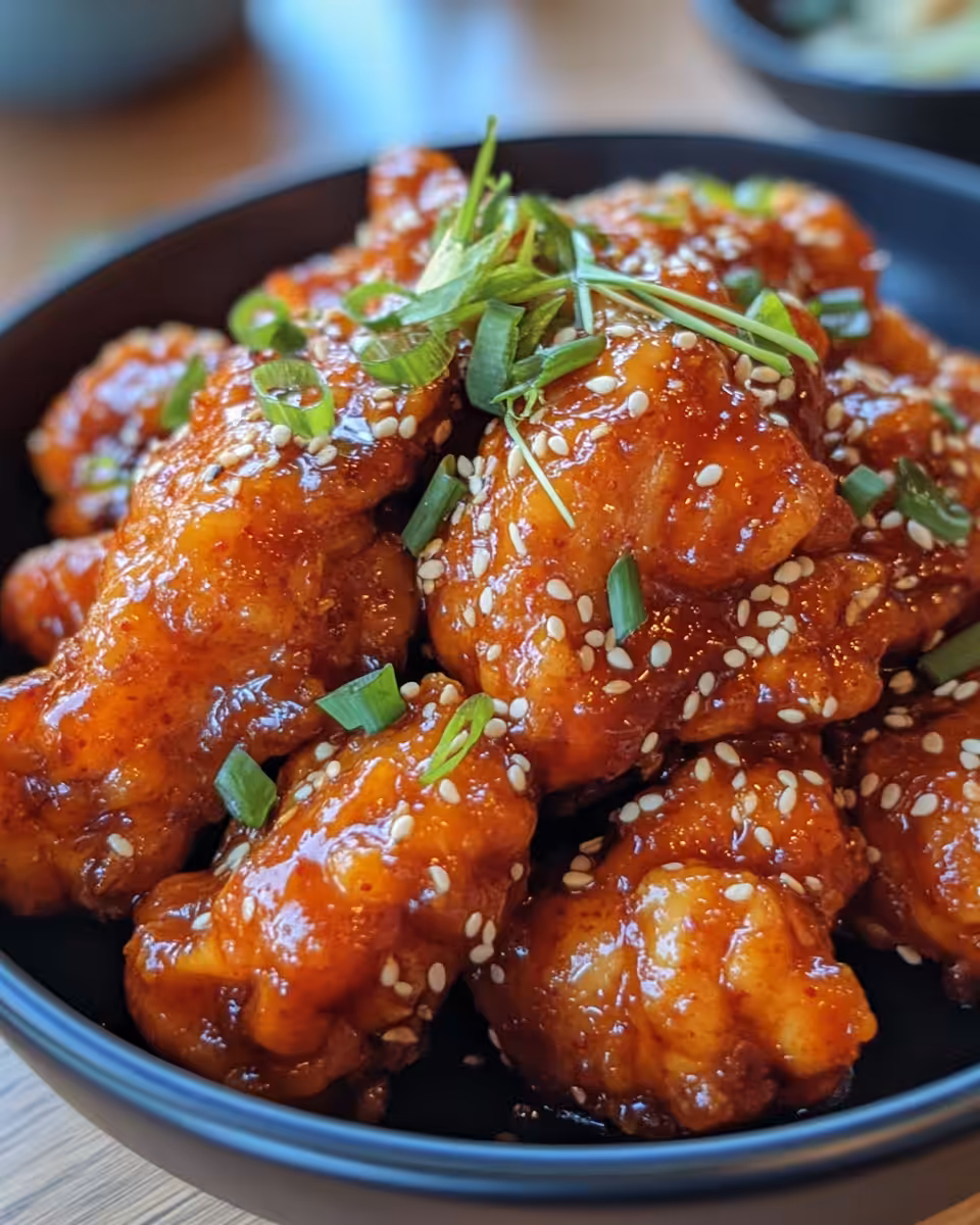Gochujang chicken cooking in pressure cooker with steam rising