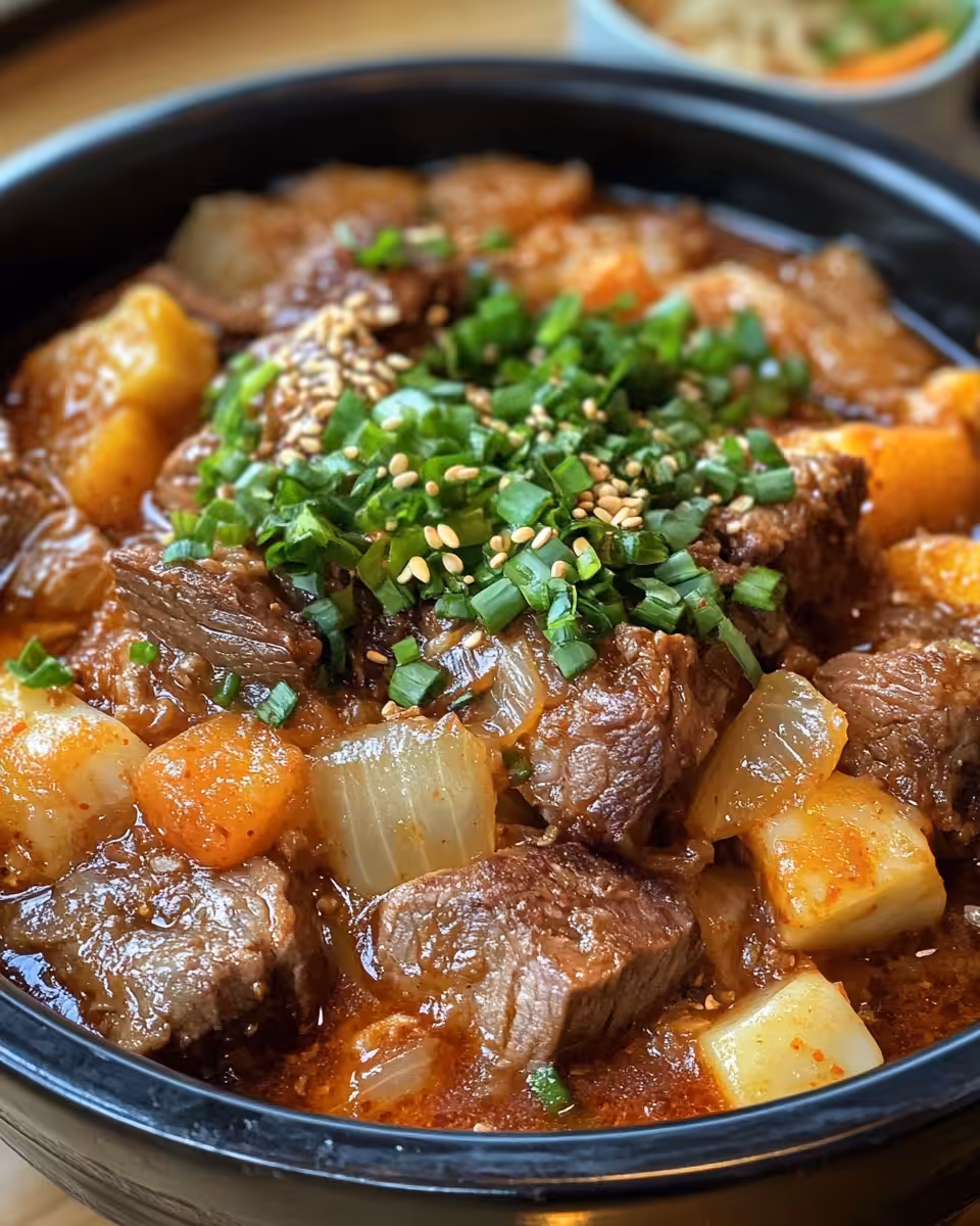Ingredients for Korean style pot roast prepared and ready to use