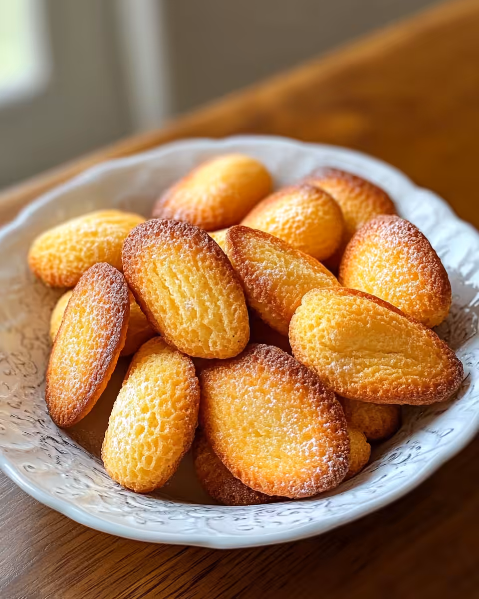 Close up on golden crusted cheesy madeleine showing texture