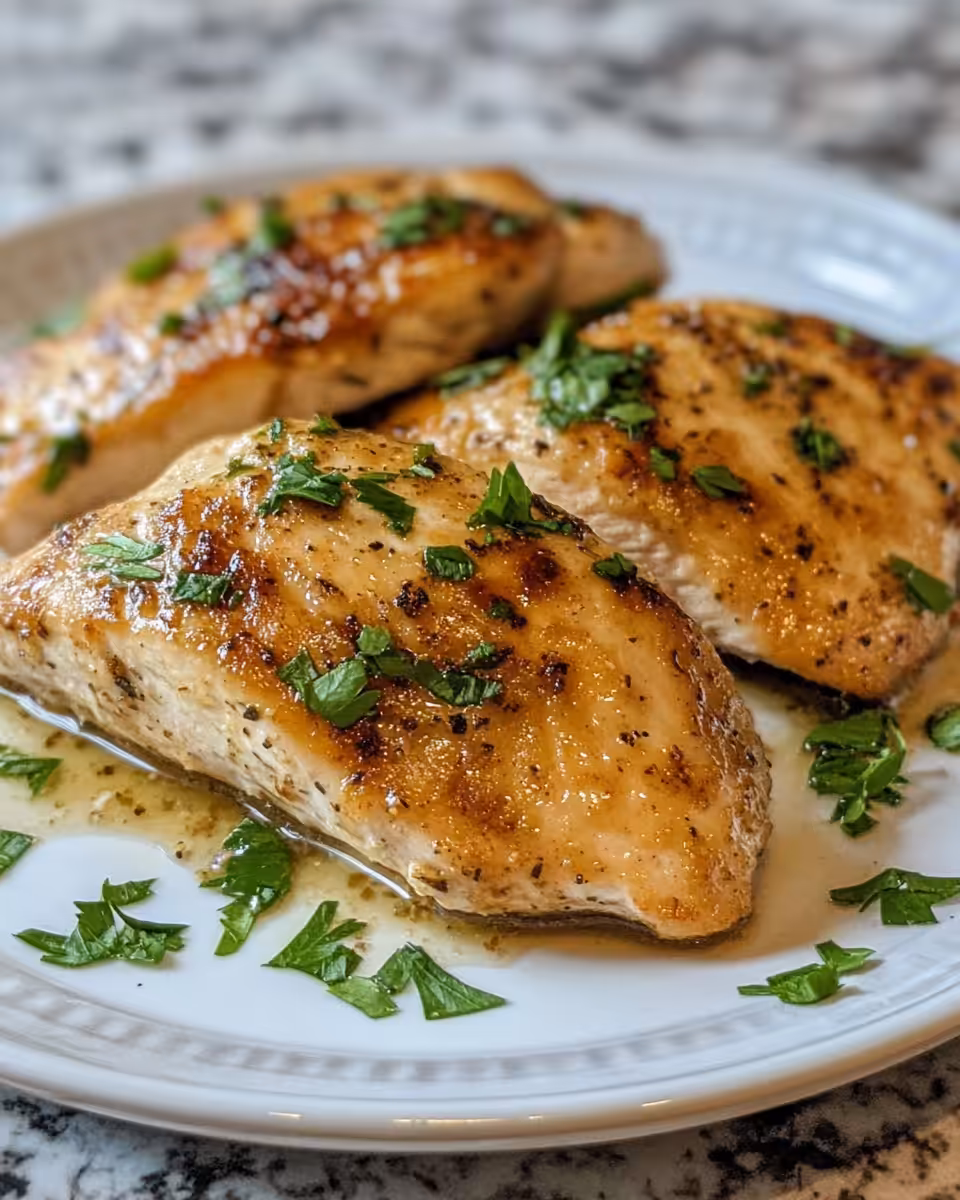 Final melt-in-your-mouth chicken breasts resting with a golden cheesy parmesan crust