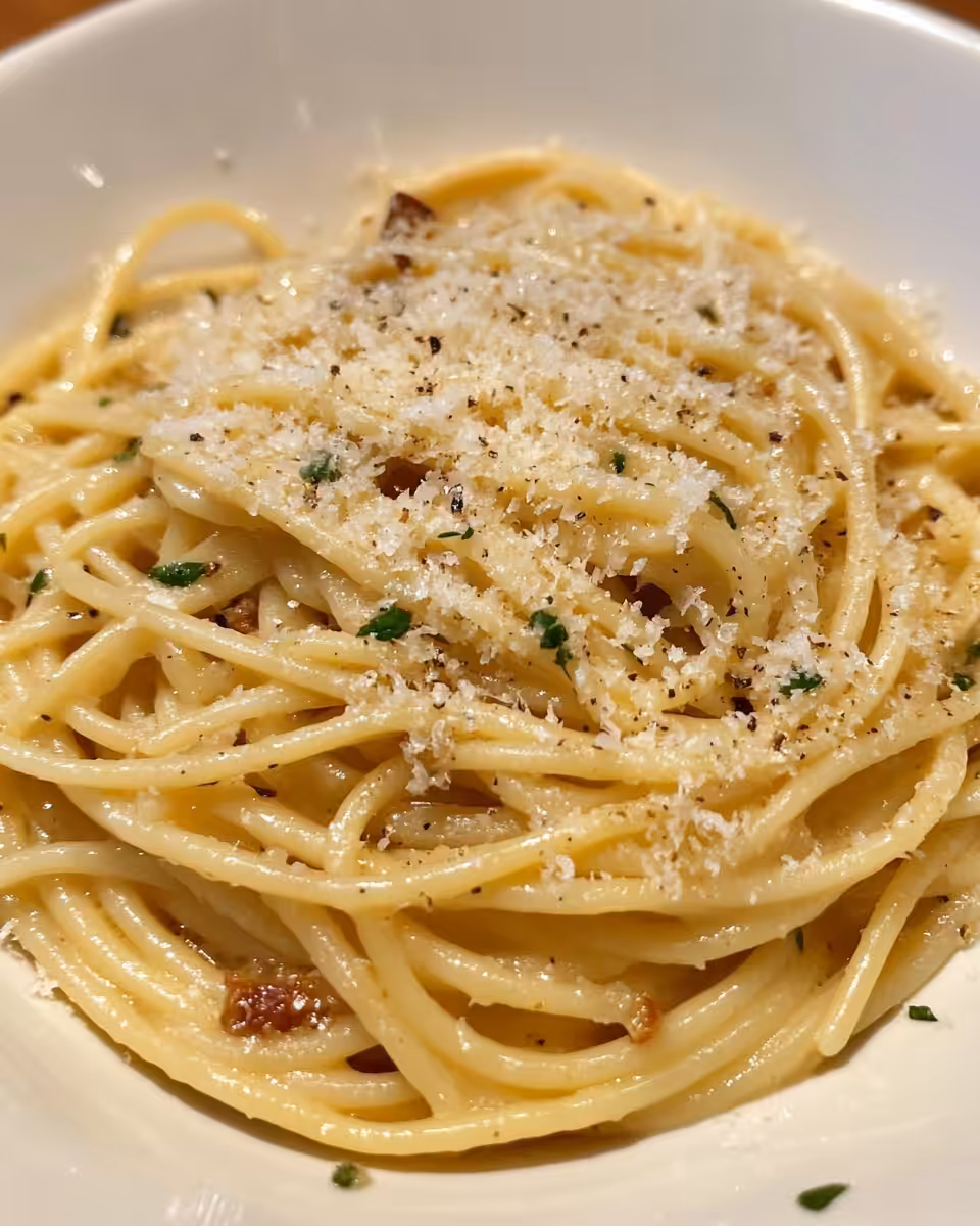 Finished Midnight Pasta served with Parmesan and red pepper flakes
