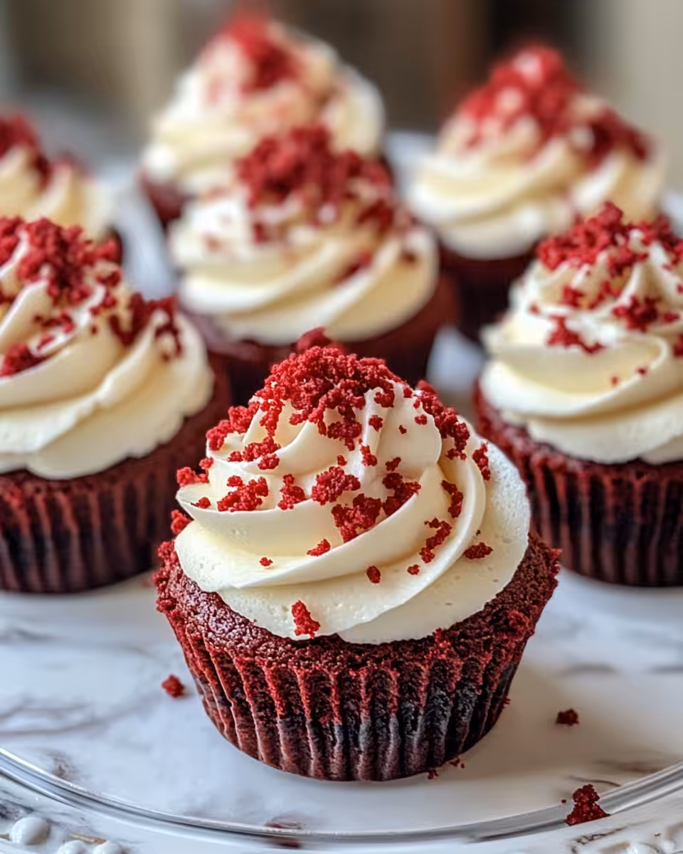 Served mini red velvet cheesecakes with creamy texture and red velvet flavor